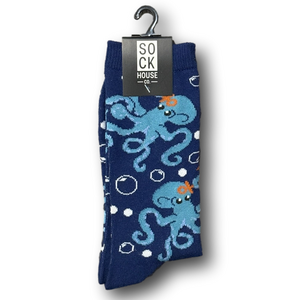 3/$18 Octopus & Bubbles Funny Novelty Crew Socks - NWT